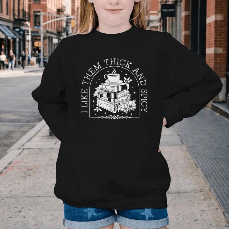 I Like Them Thick And Spicy Smut Book Reader Youth Crewneck Sweatshirt