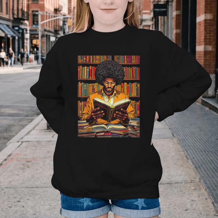 Man Reading Book Black History Month Book Lover Afro Youth Crewneck Sweatshirt Man Reading Book Black History Month Book Lover Afro Youth Crewneck Sweatshirt