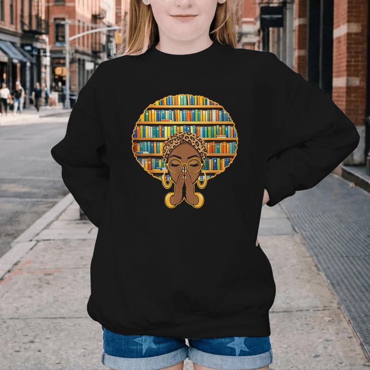 Melanin Afro Women Girl Book Librarian History African Youth Crewneck Sweatshirt