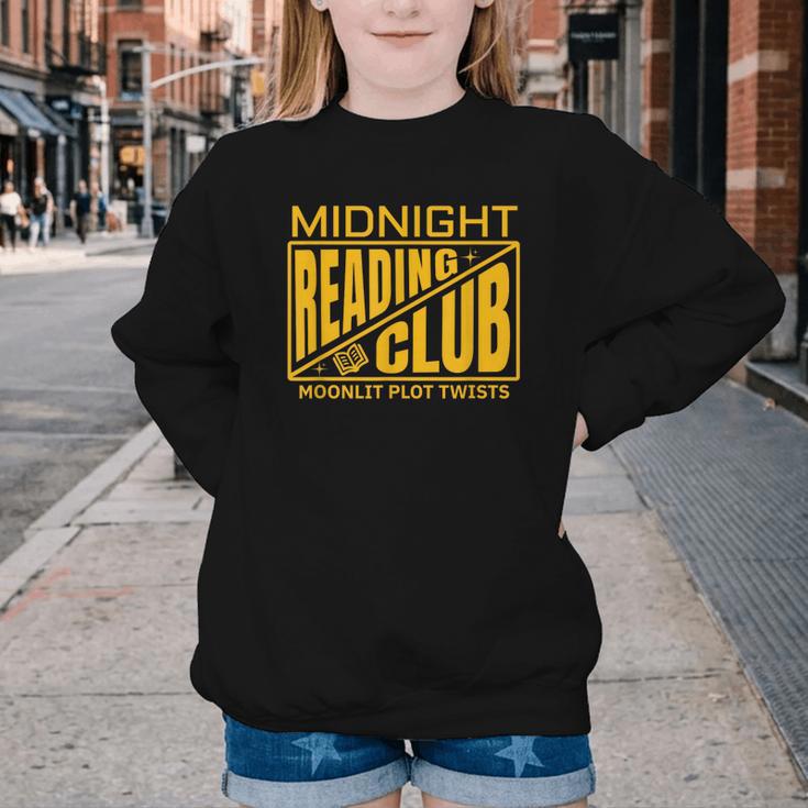 Midnight Reading Club Night Owl Book Readers Youth Crewneck Sweatshirt
