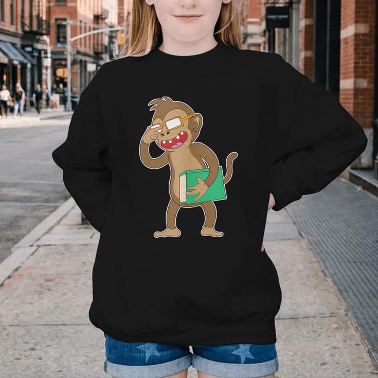 Monkey With a Book Youth Crewneck Sweatshirt