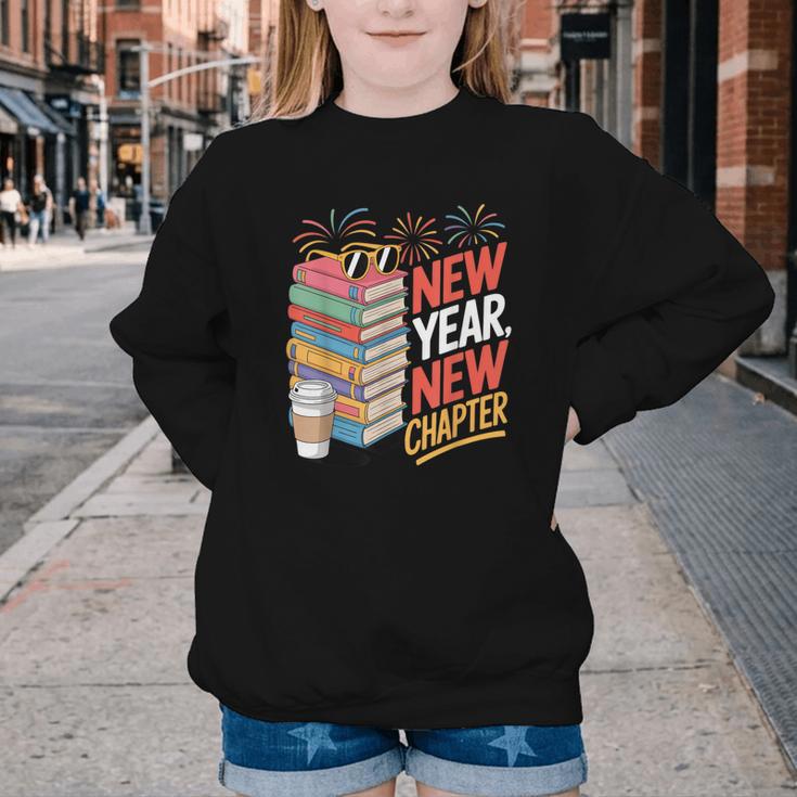 New Year New Chapter Book Lover Reader Youth Crewneck Sweatshirt