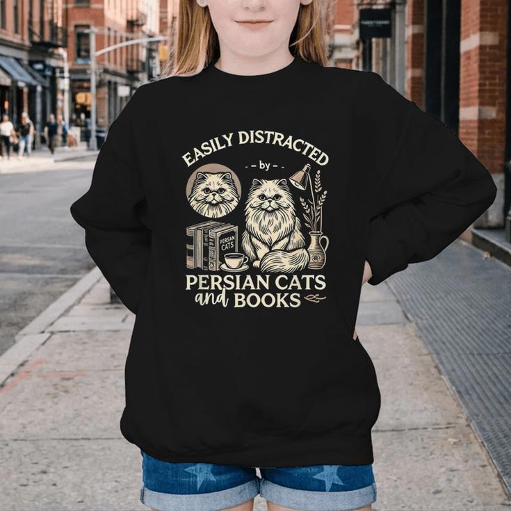 Persian Cat Persian Cats Persian Cats And Books For Men Women Kids Youth Crewneck Sweatshirt