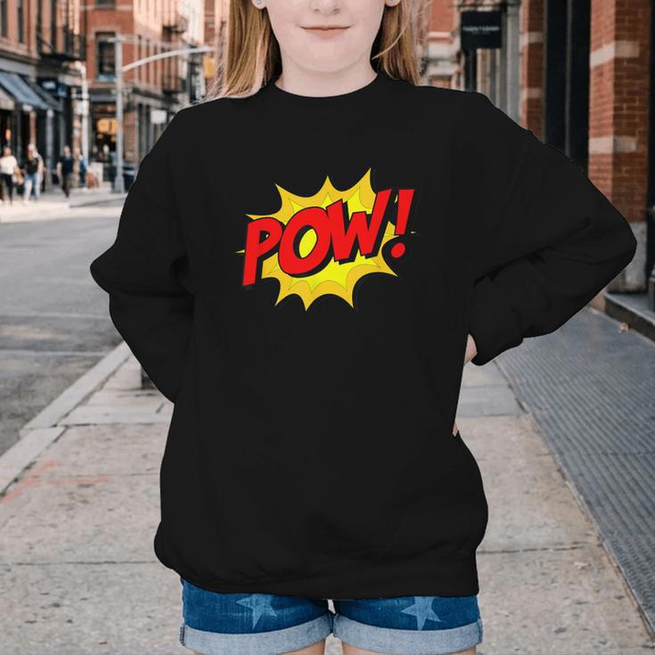POW -Adults Kids Comic Book Cartoon Pop Art Novelty Sarcastic Youth Crewneck Sweatshirt POW -Adults Kids Comic Book Cartoon Pop Art Novelty Sarcastic Youth Crewneck Sweatshirt