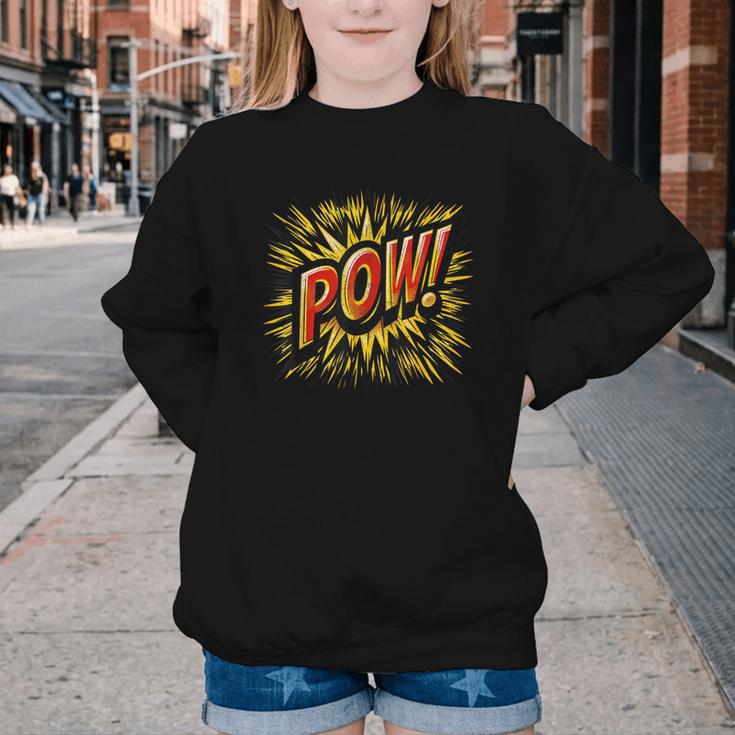 POW Comic Book Retro Artwork – Cartoon Collector Youth Crewneck Sweatshirt