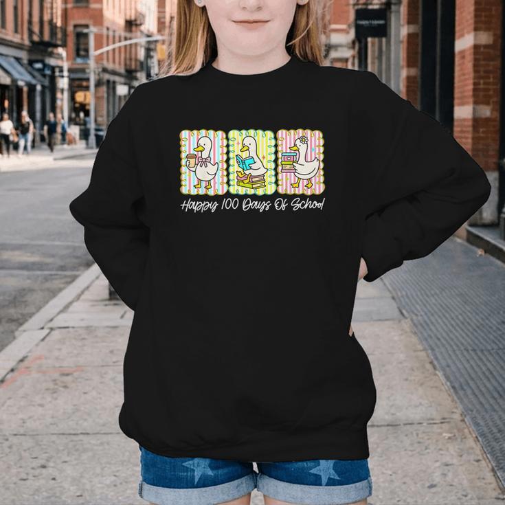 Preppy 100 Days Of School Goose Coffee Books Teacher Life Youth Crewneck Sweatshirt Preppy 100 Days Of School Goose Coffee Books Teacher Life Youth Crewneck Sweatshirt