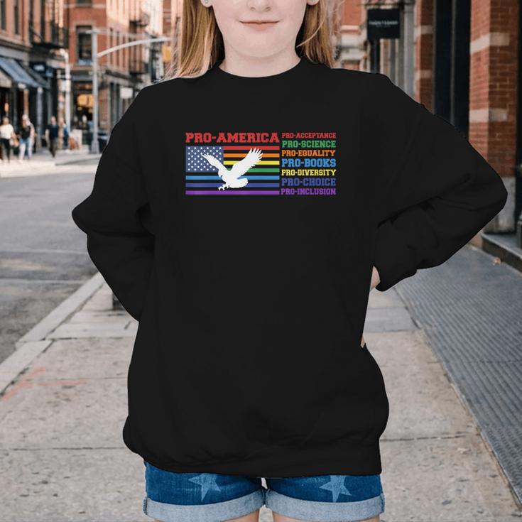 Pro America Pro Acceptance Pro Science Pro Equality Pro Book Youth Crewneck Sweatshirt Pro America Pro Acceptance Pro Science Pro Equality Pro Book Youth Crewneck Sweatshirt