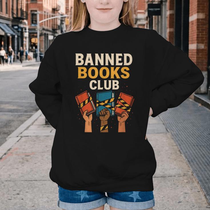 Read Banned Books Club Freely Anti-Censorship Librarian Youth Crewneck Sweatshirt