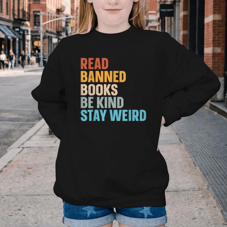 Read Banned Books Be Kind Stay Weird Youth Crewneck Sweatshirt Read Banned Books Be Kind Stay Weird Youth Crewneck Sweatshirt