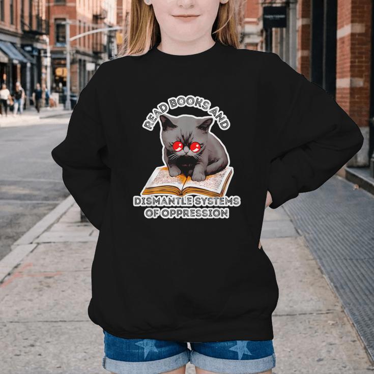 Read Books And Dismantle Systems Of Oppression Youth Crewneck Sweatshirt