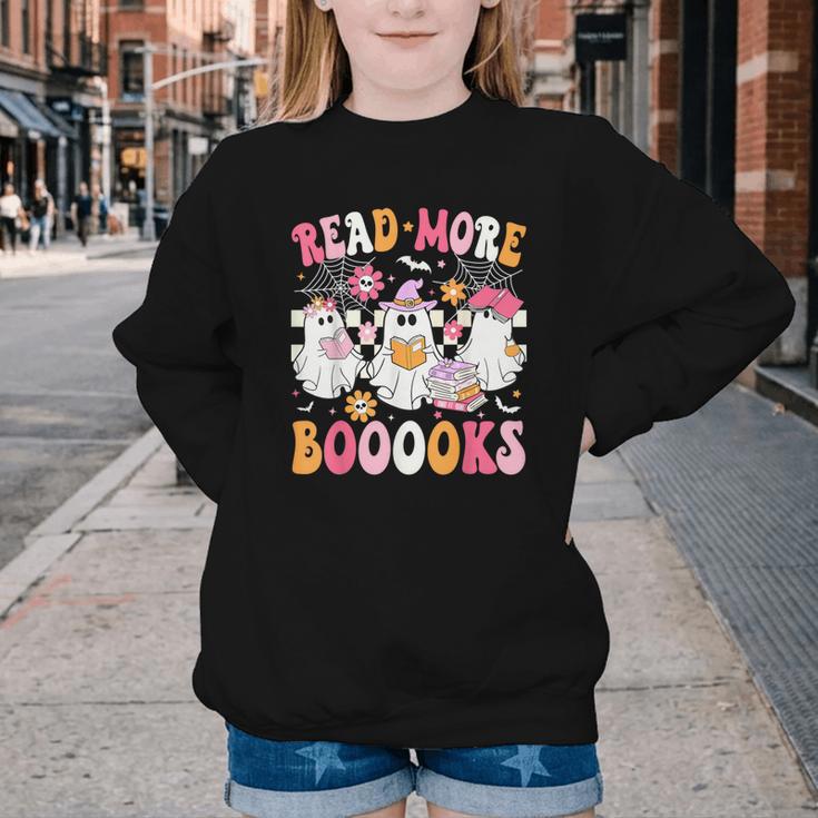 Read More Books Ghosts Reading Book Teacher Halloween Youth Crewneck Sweatshirt Read More Books Ghosts Reading Book Teacher Halloween Youth Crewneck Sweatshirt