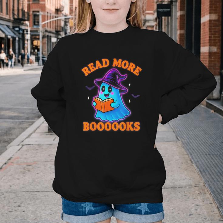 Read More Books Halloween Book Cute Ghost Reading Teaching Youth Crewneck Sweatshirt