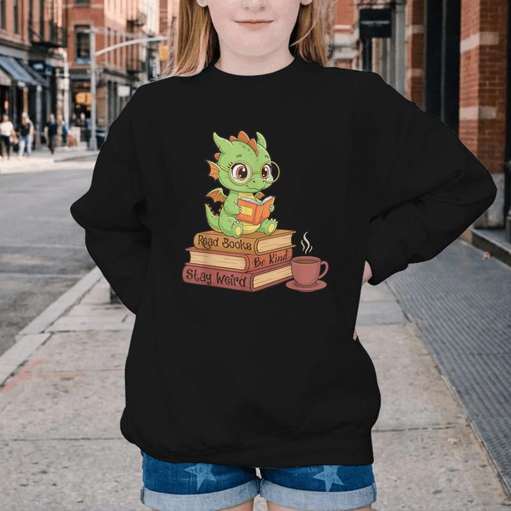 Read Books Be Kind Stay Weird Reading Bookworm Reader Youth Crewneck Sweatshirt