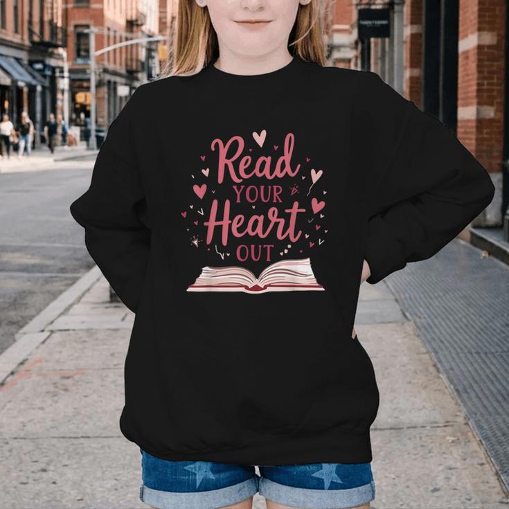Read Your Heart Out Book Escape Into Stories Youth Crewneck Sweatshirt Read Your Heart Out Book Escape Into Stories Youth Crewneck Sweatshirt