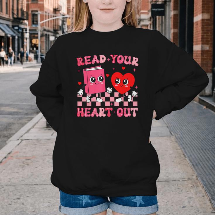 Read Your Heart Out Cute Reading Book Lover Youth Crewneck Sweatshirt