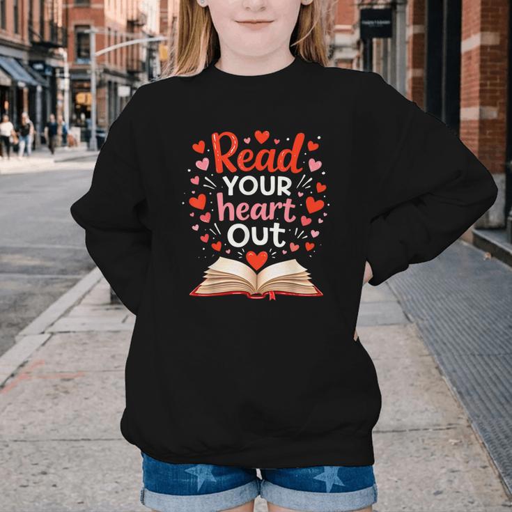 Read Your Heart Out Reading Book Lover Valentine Day Youth Crewneck Sweatshirt Read Your Heart Out Reading Book Lover Valentine Day Youth Crewneck Sweatshirt