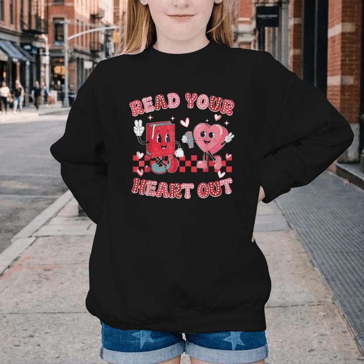 Read Your Heart Out Valentine Teacher Book Lover Youth Crewneck Sweatshirt Read Your Heart Out Valentine Teacher Book Lover Youth Crewneck Sweatshirt