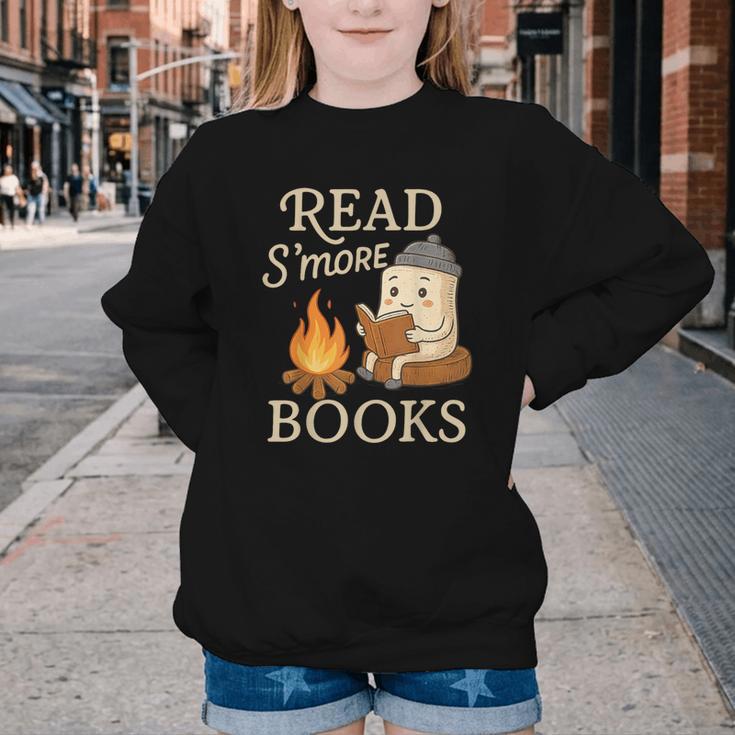 Read S'More Books Campfire Reading Book Lovers Camper Youth Crewneck Sweatshirt Read S'More Books Campfire Reading Book Lovers Camper Youth Crewneck Sweatshirt