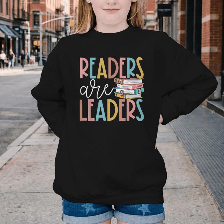 Readers Are Leaders Reading Book Lovers Teacher Women Kids Youth Crewneck Sweatshirt