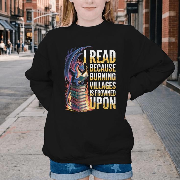 Reading Bookish Dragon Fantasy Youth Crewneck Sweatshirt