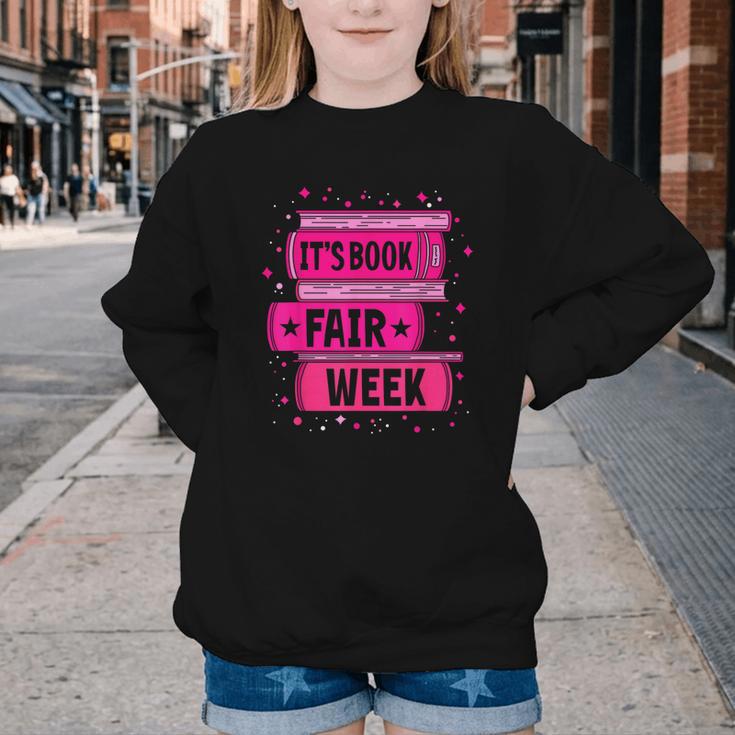 Reading Books Its Book Fair Week Youth Crewneck Sweatshirt