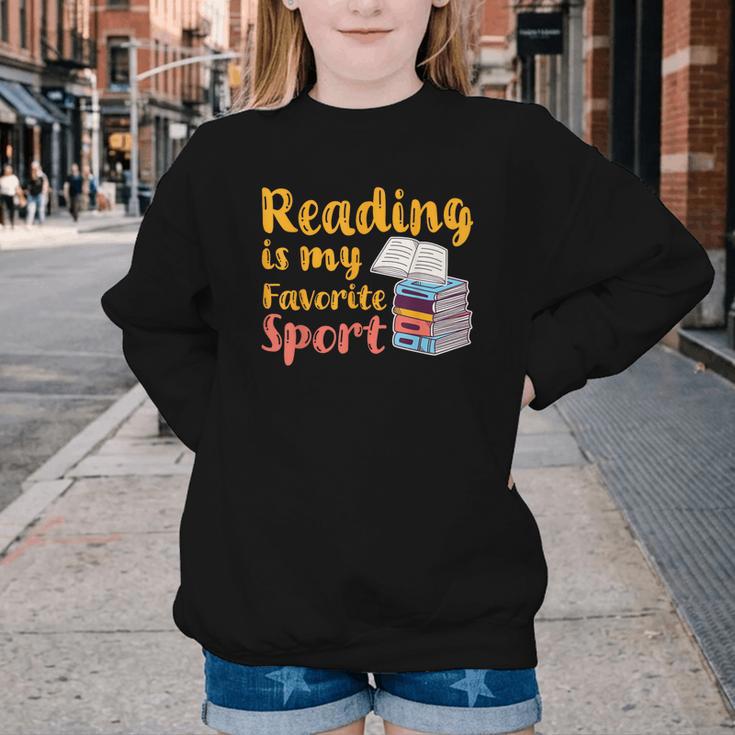 Reading Is My Favorite Sport Book Lovers Youth Crewneck Sweatshirt