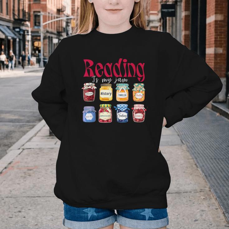 Reading Is My Jam Teacher Student Book Lovers Youth Crewneck Sweatshirt