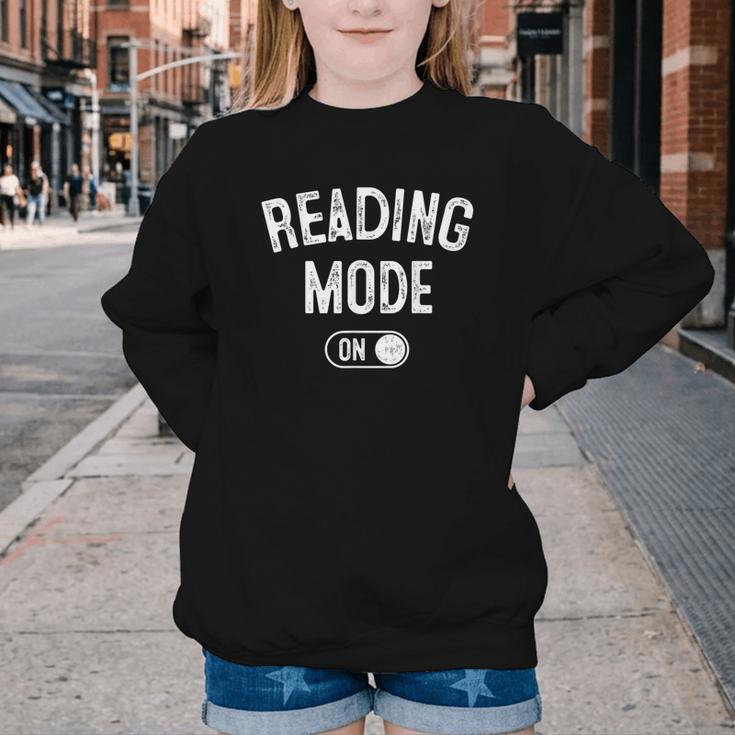 Reading Mode On Book Lover Librarian Teacher Youth Crewneck Sweatshirt Reading Mode On Book Lover Librarian Teacher Youth Crewneck Sweatshirt