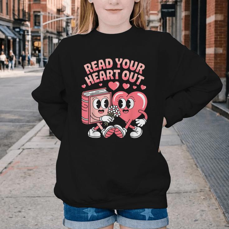 Retro Read Your Heart Out Valentine's Day Teacher Book Lover Youth Crewneck Sweatshirt Retro Read Your Heart Out Valentine's Day Teacher Book Lover Youth Crewneck Sweatshirt
