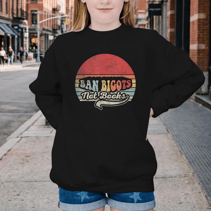 Retro Vintage Ban Bigots Not Books Shirt Free Banned Books Youth Crewneck Sweatshirt Retro Vintage Ban Bigots Not Books Shirt Free Banned Books Youth Crewneck Sweatshirt