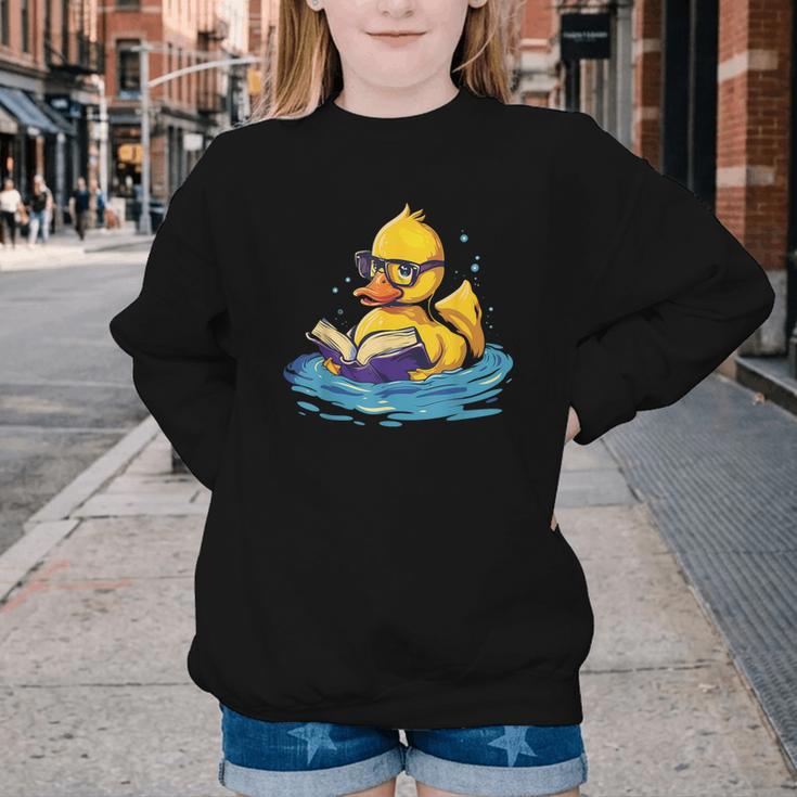 Rubber Duck Reading Book Swim Rubber Duckling Rubber Duckie Youth Crewneck Sweatshirt Rubber Duck Reading Book Swim Rubber Duckling Rubber Duckie Youth Crewneck Sweatshirt