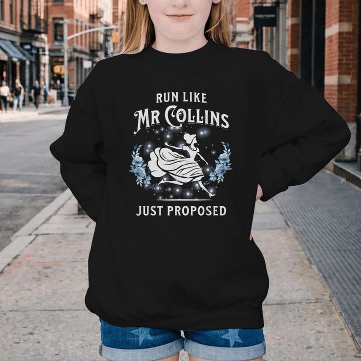 Run Like Mr Collins Just Proposed Books And Running Youth Crewneck Sweatshirt