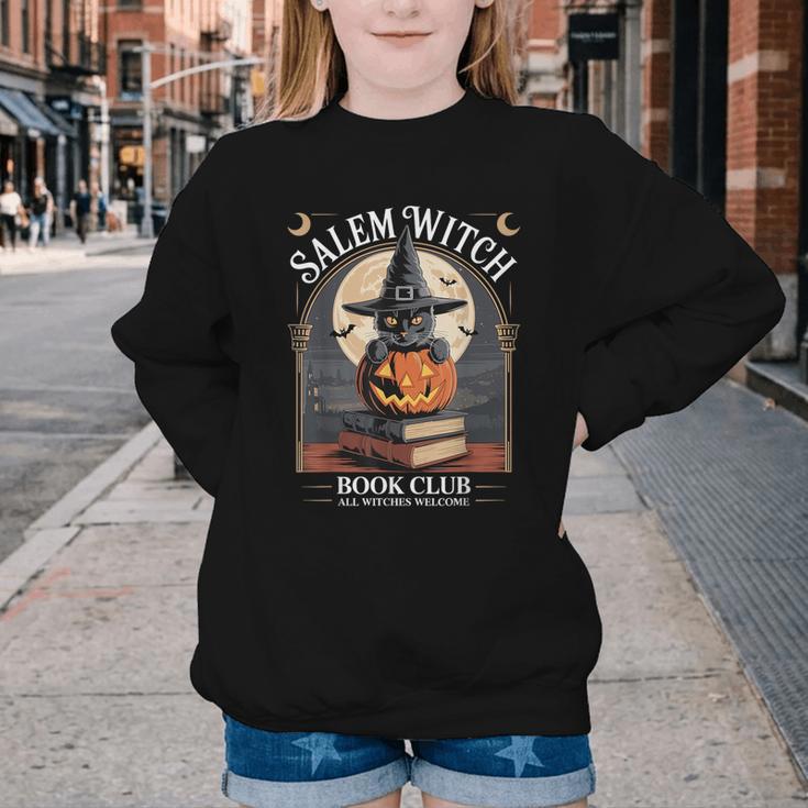 Salem Witch Book Club All Witches Welcome Halloween Reading Youth Crewneck Sweatshirt