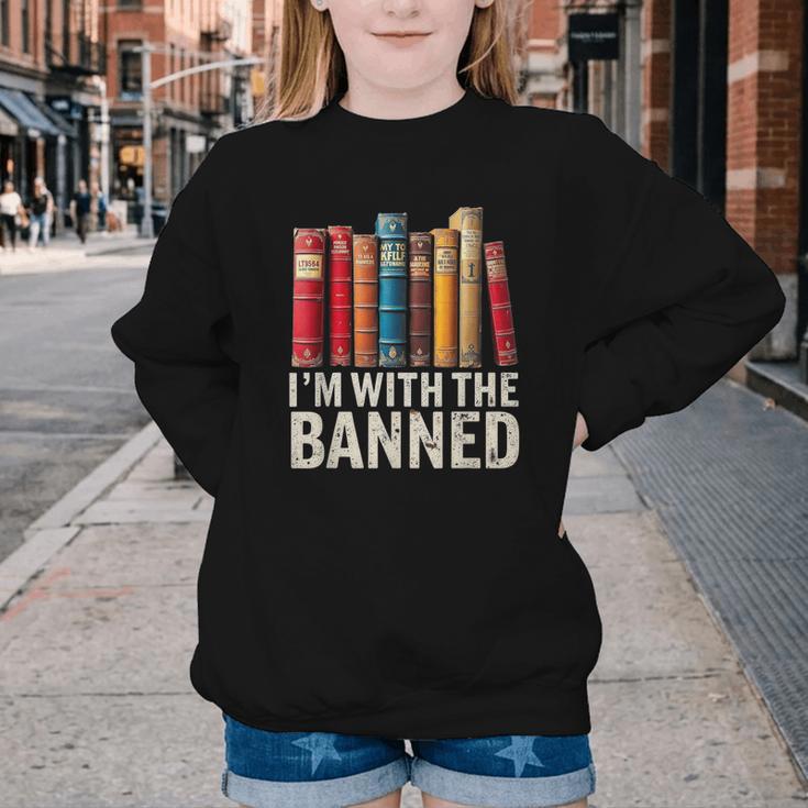 Support Banned Books Freedom I'm With The Banned Youth Crewneck Sweatshirt