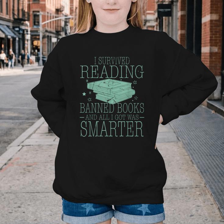 I Survived Reading Banned Books And All I Got Was Sma Youth Crewneck Sweatshirt