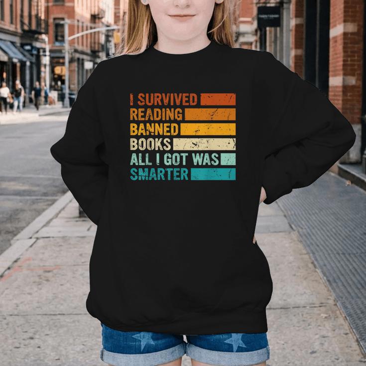 I Survived Reading Banned Books All I Got Was Smarter Youth Crewneck Sweatshirt