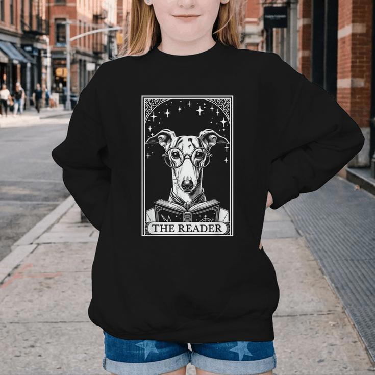 Tarot Card Vintage Whippet Dog Book Lover The Reader Youth Crewneck Sweatshirt Tarot Card Vintage Whippet Dog Book Lover The Reader Youth Crewneck Sweatshirt