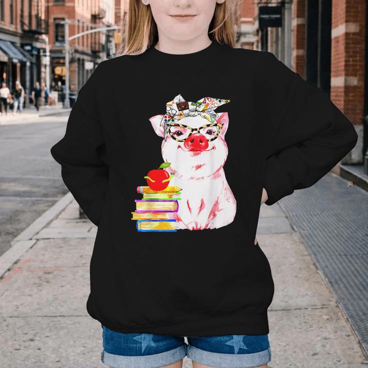 Teacher Pig Cute Farm Animal Book Lover School Student For Men Women Kids Youth Crewneck Sweatshirt Teacher Pig Cute Farm Animal Book Lover School Student For Men Women Kids Youth Crewneck Sweatshirt
