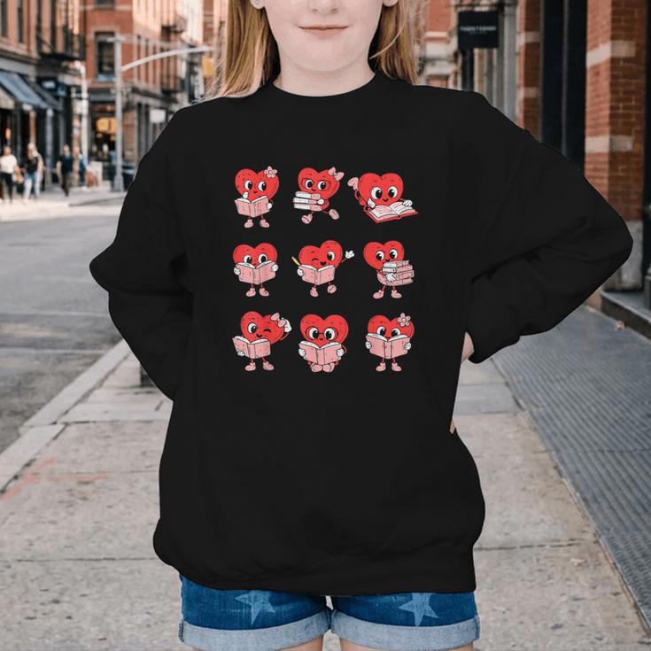 Teacher Valentines Day Reading Book Lover Bookworm Library Youth Crewneck Sweatshirt Teacher Valentines Day Reading Book Lover Bookworm Library Youth Crewneck Sweatshirt