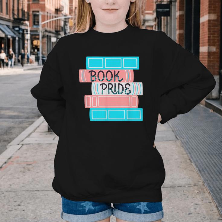Threadless Grey Sky Chai Trans Book Pride Graphic Youth Crewneck Sweatshirt