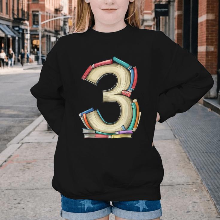 Toddler 3rd Birthday Books Themed 3 Year Old Boys Kids Girls Youth Crewneck Sweatshirt Toddler 3rd Birthday Books Themed 3 Year Old Boys Kids Girls Youth Crewneck Sweatshirt