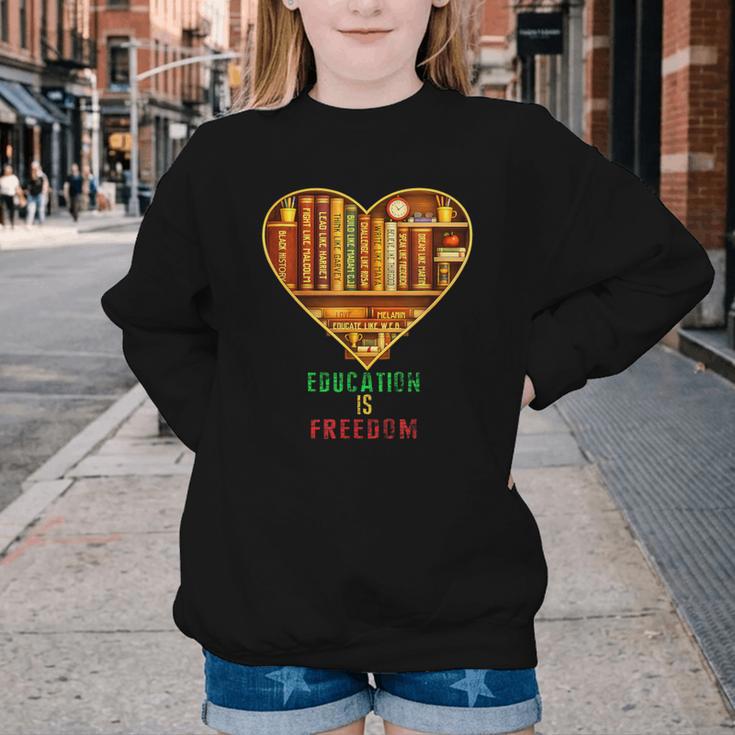 History Education Is Freedom Books Black History Heart Youth Crewneck Sweatshirt History Education Is Freedom Books Black History Heart Youth Crewneck Sweatshirt
