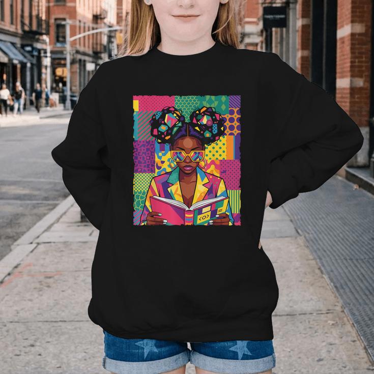 History Month Educated Black Women Girls Reading Book Youth Crewneck Sweatshirt