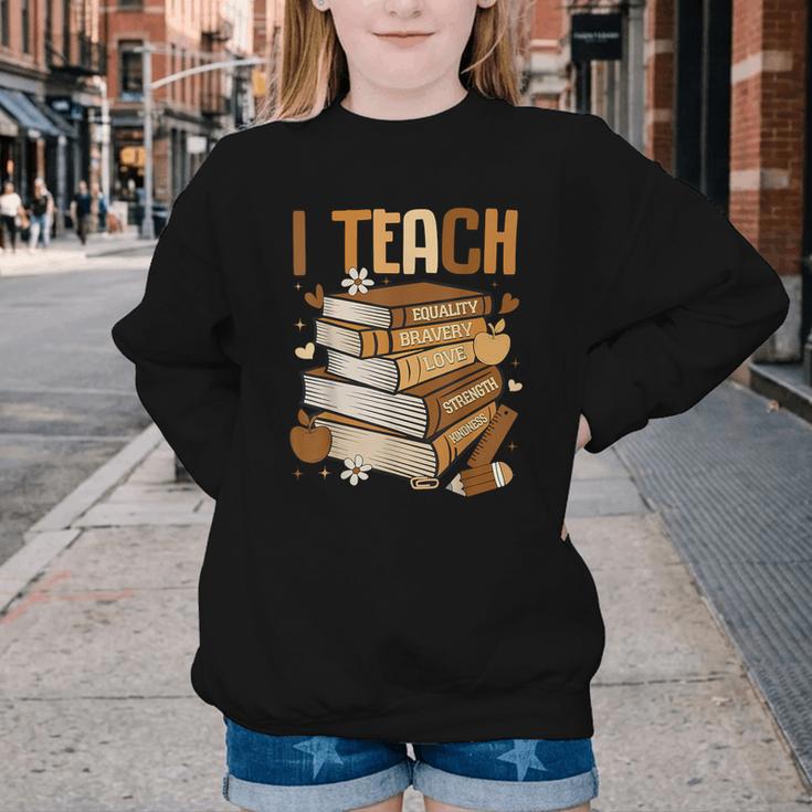 History Month I Teach Melanin Book Black Teacher Youth Crewneck Sweatshirt