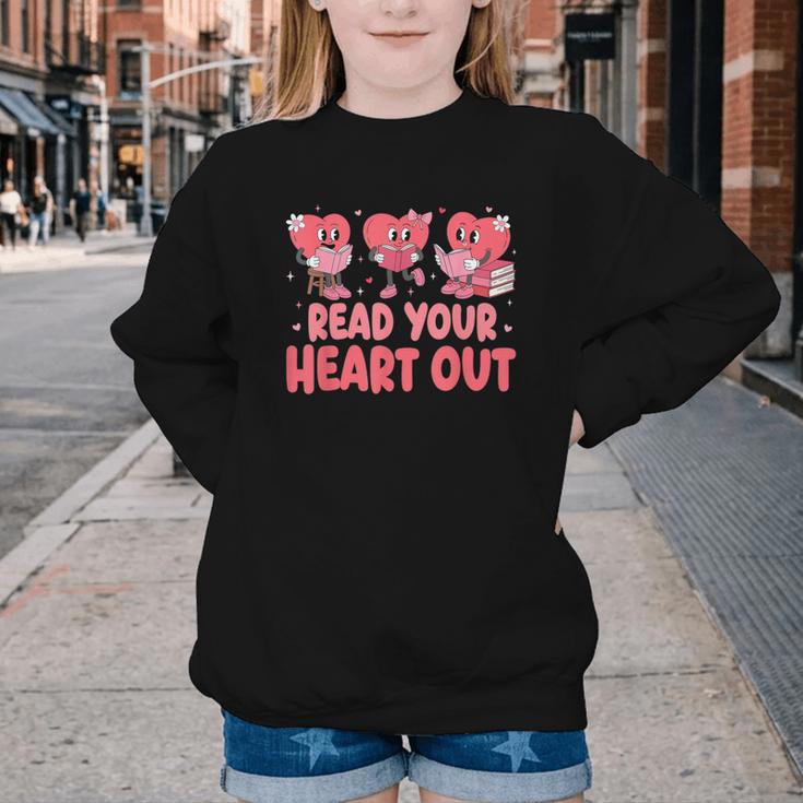 Valentine Day Book Read Your Heart Out Lovers Teacher Kids Youth Crewneck Sweatshirt Valentine Day Book Read Your Heart Out Lovers Teacher Kids Youth Crewneck Sweatshirt