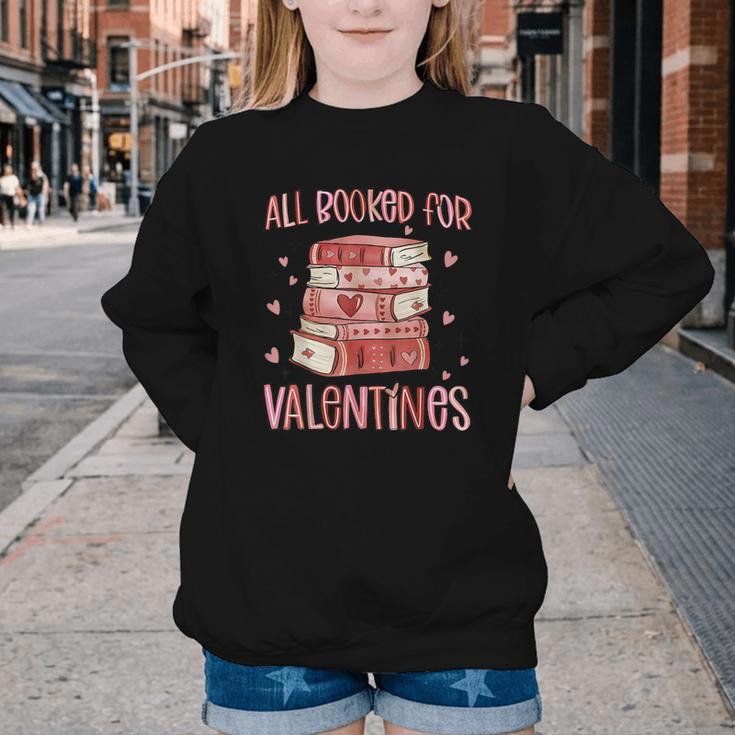 Valentines All Booked For Valentines Book Lovers Teacher Kid Youth Crewneck Sweatshirt