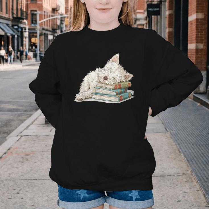 West Highland Terrier Books Dog Breed Westie For Men Women Girls Kids Youth Crewneck Sweatshirt