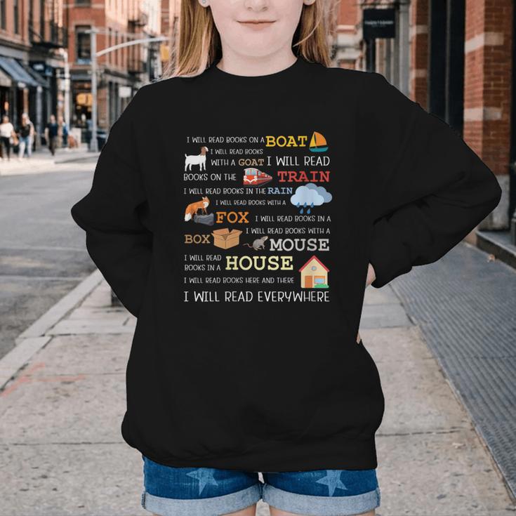 I Will Read Books On a Boat & Everywhere Reading Youth Crewneck Sweatshirt
