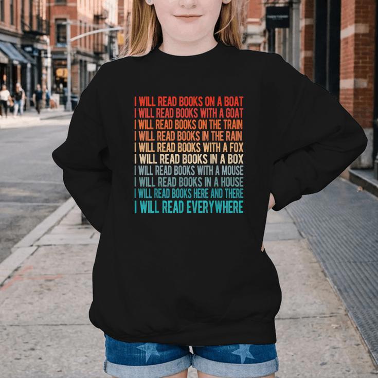 I Will Read Books On A Boat Kids Reading Youth Crewneck Sweatshirt