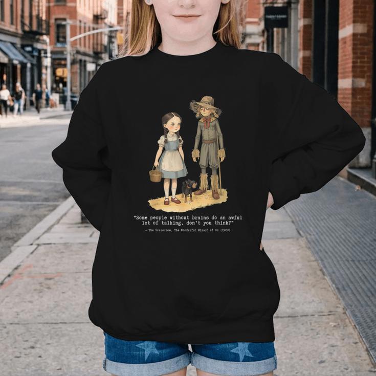 Wizard Of Oz Book Quote Scarecrow Dorothy Retro Drawing Youth Crewneck Sweatshirt
